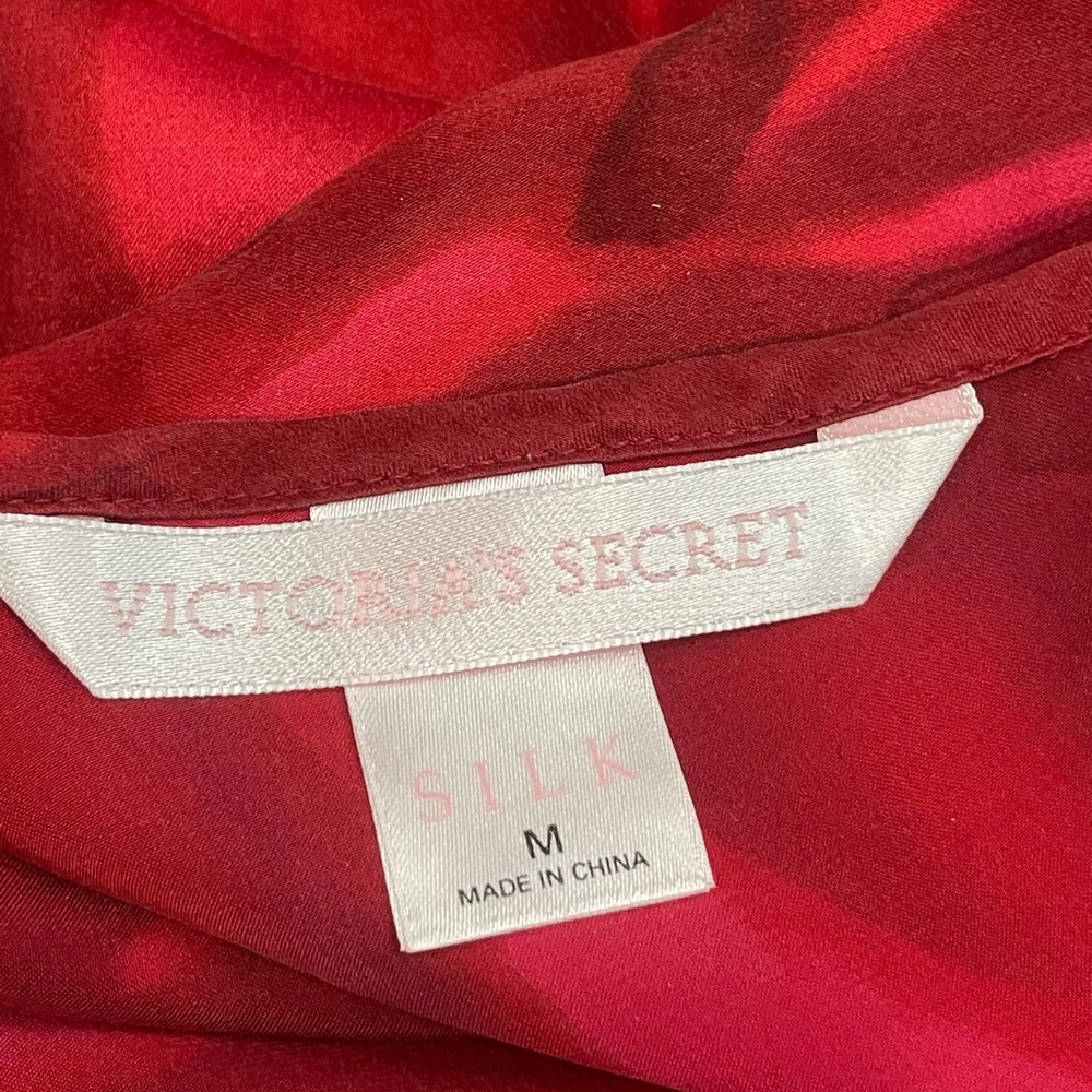 Scarlet red and burgundy floral silk Victoria's Secret slip dress size Medium - Picture 5 of 7